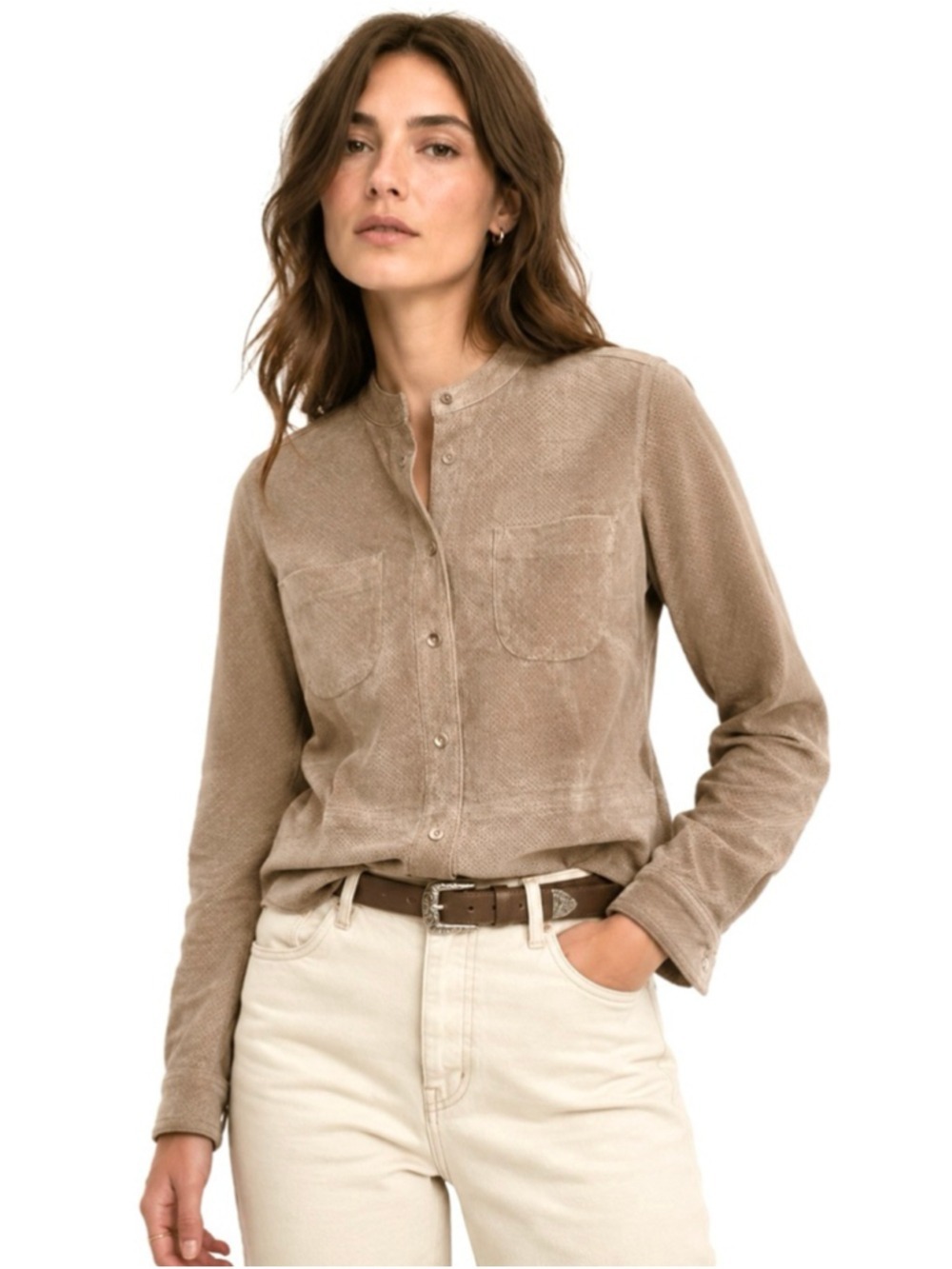 Object Danier Suede Shirt - Like New! Tan Taupe Mocha Color XXS (fits 35” chest)